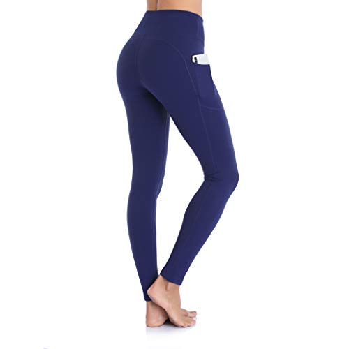 Occffy Leggins Mujer Mallas Deportivas Cintura Alta Pantalón Mallas de Deporte para Yoga Running Fitness Estiramiento Pilates DS166(Azul Profundo)