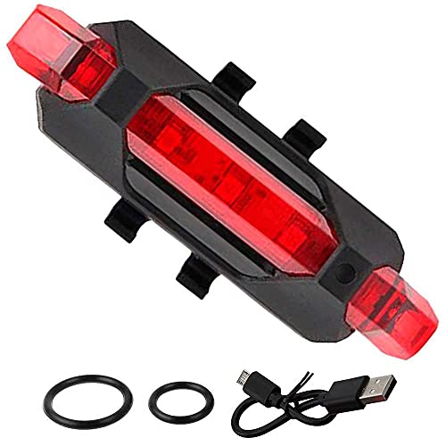 OcioDual Linterna 5 LED Rojos Parte Trasera de Bicicleta con Batería Recargable USB Impermeable Luz Roja para Seguridad