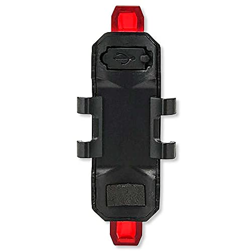 OcioDual Linterna 5 LED Rojos Parte Trasera de Bicicleta con Batería Recargable USB Impermeable Luz Roja para Seguridad