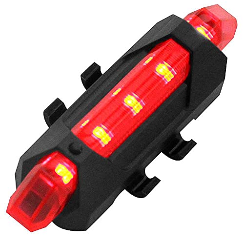 OcioDual Linterna 5 LED Rojos Parte Trasera de Bicicleta con Batería Recargable USB Impermeable Luz Roja para Seguridad