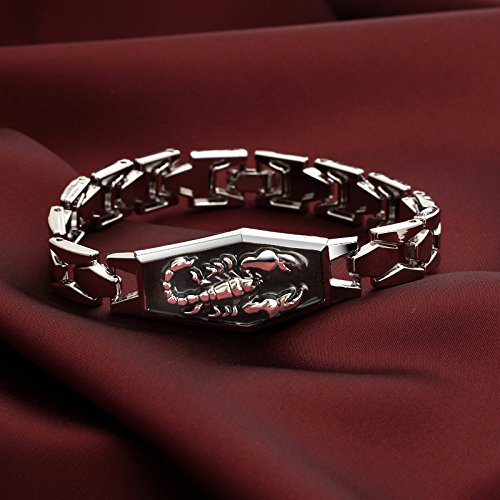 ODETOJOY Pulsera Escorpión para hombre, signo del zodiaco de acero inoxidable, pulseras de tenis, brazaletes, cadena con encanto