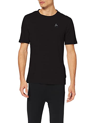 Odlo Camiseta Interior para Hombre Bl Top Crew Neck S/S Natural 100% Merino Warm, Hombre, Camiseta, 110822, Negro, XX-Large