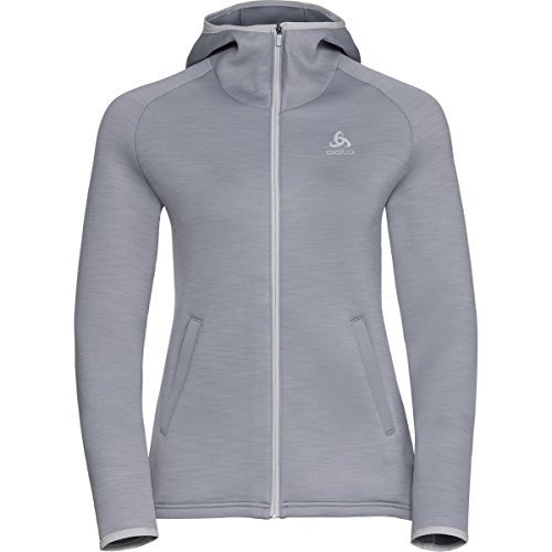 Odlo Hoody Midlayer Full Zip Pulse Manga Larga, Otoño-Invierno, Mujer, Color Gris, tamaño Medium