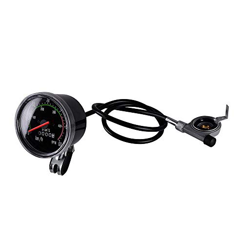 Odómetro de Bicicleta, Velocímetro Mecánico Puntero Rojo 0-60 Km/H Adecuado para Bicicletas de 26 28 29 27.5 Pulgadas (Negro)