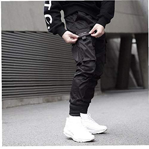 Odoukey Pantalones Hombre Moda Pantalones de Carga del Harem de los Pantalones El Traje de Hiphop del Punk del Basculador Deporte Hombres Muchachos de la Manera Negro S