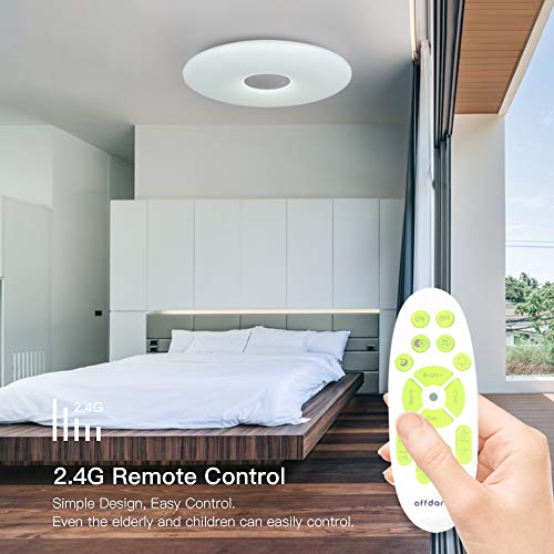 OFFDARKS LED Lámpara de techo,compatible con Amzon Alexa+Google Assistantpara,sala de estar, dormitorio, sala de niños,altavoz Bluetooth,brillo ajustable,Luz de color,APP + Control remoto φ39cm-55w