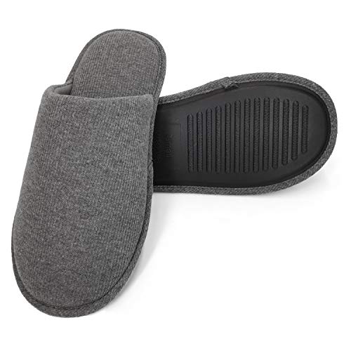 ofoot Zapatillas Estar por Casa Hombre Verano Algodón Orgánico Acogedoras, Pantuflas Planos Espuma Viscoelástica Lavables，Suela de Goma Antideslizante（Gris Oscuro,43/44 EU)