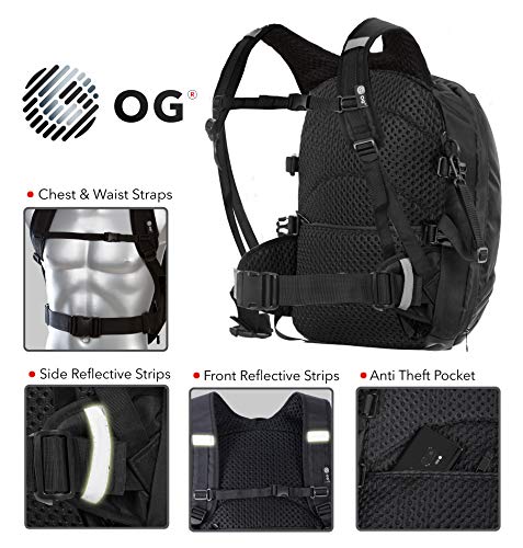 OG Online & Go EZ-Rider Mochila Moto Negra 25L, Bolsa Porta-Cascos, Correa Casco Moto, Antirrobo, Impermeable, Portátil, Reflectante