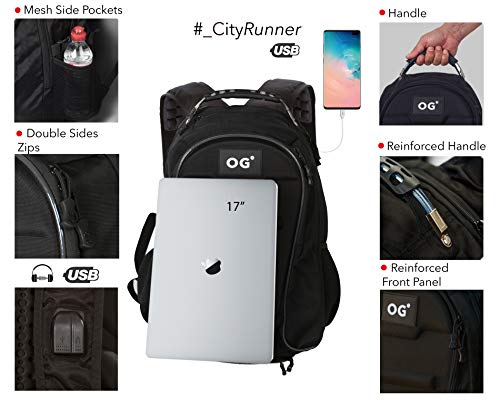 OG Online&Go CityRunner Mochila Moto, Impermeable, Expandible 30-35L, Bolsa Porta-Cascos Motorista, Correa Casco, Gran Capacidad, Portátil, Reflectante, USB