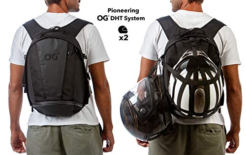 OG Online&Go EZ-Rider2 Mochila Moto Negra 24L, Bolsa Porta-Casco Motorista, Correa Casco, Impermeable, Portátil, Reflectante (Logo Negro)