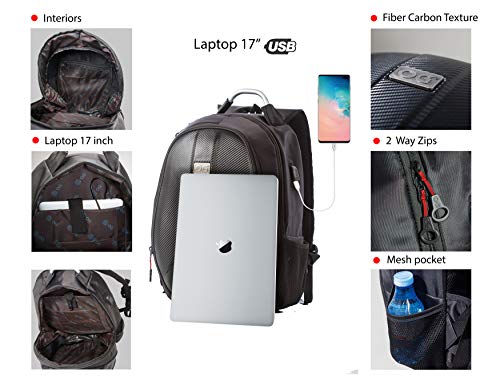 OG Online&Go Getaway Mochila Moto Impermeable, Hombre, Rígida, Gran Capacidad, Expandible 35L/45L, Bolsa Porta-Casco Motorista, Correa Casco, Antirrobo, Reflectante, USB, Portátil