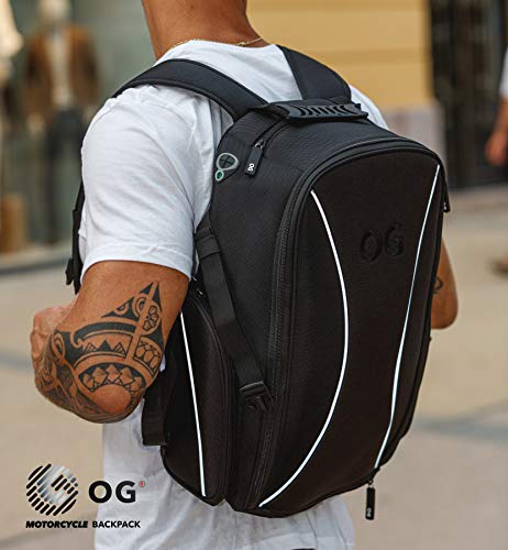 OG Online&Go Mochila Moto GO Negra Impermeable 20L, Bolsa Porta-Cascos Motorista, Correa Casco, Ciclismo, Hombre, Portátil, Reflectante, Bolsillo Antirrobo