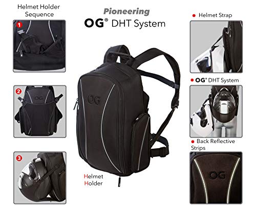 OG Online&Go Mochila Moto GO Negra Impermeable 20L, Bolsa Porta-Cascos Motorista, Correa Casco, Ciclismo, Hombre, Portátil, Reflectante, Bolsillo Antirrobo