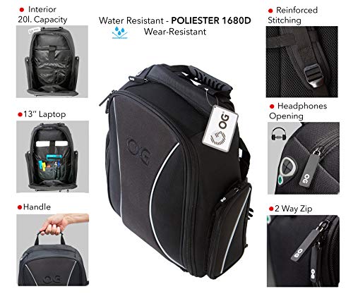 OG Online&Go Mochila Moto GO Negra Impermeable 20L, Bolsa Porta-Cascos Motorista, Correa Casco, Ciclismo, Hombre, Portátil, Reflectante, Bolsillo Antirrobo