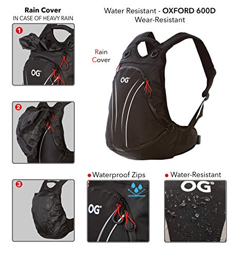 OG Online&Go Roadrunner Mochila Moto Negra Impermeable Ligera, 20L, Bolsa Porta-Casco Moto, Correa Casco, Ciclismo, Antirrobo, Portátil, Reflectante