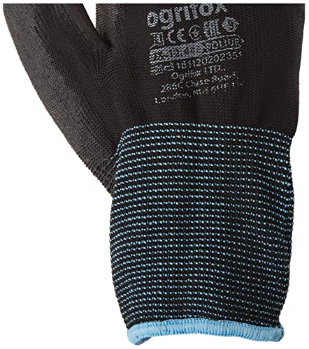 Ogrifox OX-Poliur_Bb9 - Guantes protectores (24 unidades, OX.12.442, pulido), 12 Parejas, color negro