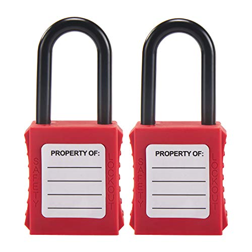 OHMOTOR Candado de seguridad, Bloqueo de seguridad 2 paquetes, Clave diferente (1-1/2" Insulated Shackle)