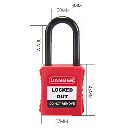 OHMOTOR Candado de seguridad, Bloqueo de seguridad 2 paquetes, Clave diferente (1-1/2" Insulated Shackle)