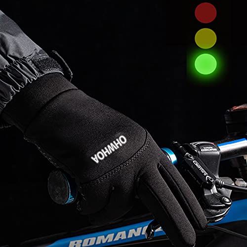 OHWHOA Guantes Invierno Ciclismo Termicos por Hombre y Mujer, Guantes Táctiles Moto Impermeables a Prueba de Viento para Aire Libre, Correr, Camping, Senderismo, Escalada, Combate, Esquiar