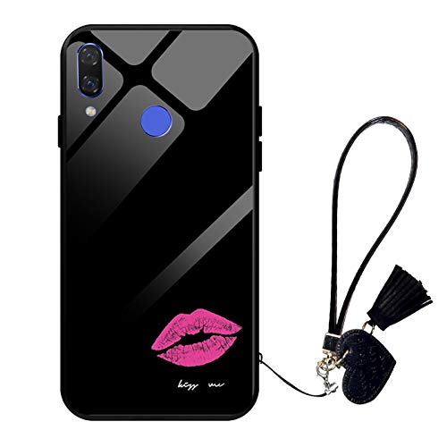 Oihxse Moda Case Compatible para Realme ACE2 Funda Vidrio Templado con Cuerda Cordón TPU Silicona Suave Bumper Cover Anti-Choques Anti-Rasguños Cáscara de Cristal Estuche,A10