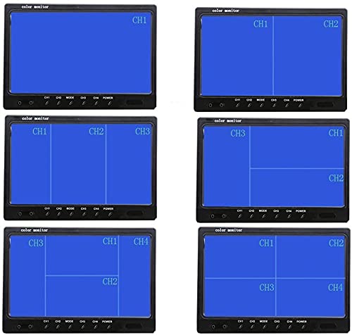 OiLiehu 9 '' Cámara De VisióN Trasera para AutomóVil con 4 Monitores Separados Vista Frontal, 4 X CáMara de AutomóVil con Cable, con Cables de 2 X 10 m y 2 X 20 m, para Camiones, Remolques, Autobuses