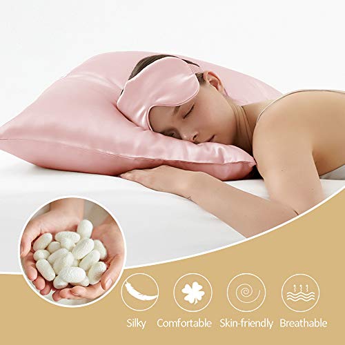 OLESILK 100% Mulbery Silk Pillowcase with Hidden Zipper for Hair and Skin, Both Sides 16mm Charmeuse Gift Box 1pc - Lotus, 40x60cm