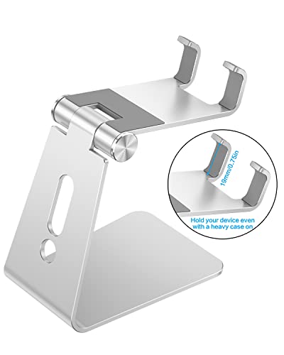 OMOTON Soporte Teléfono Móvil Mesa, Base Móvil Ajustable de Escritorio, Apoyo Teléfono de Aluminio para iPhone 13 Pro 12 Pro MAX 12 Mini 11, Xiaomi Redmi 9S 8 Pro, Samsung y Otras Smartphones, Plata