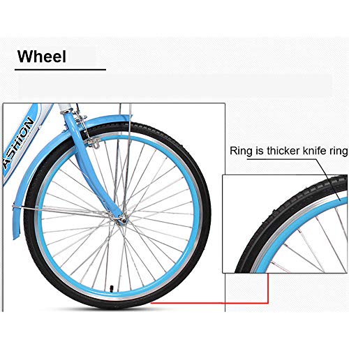 One plus one Señoras Paso A Través De La Bicicleta De Estilo Holandés, Bicicleta De Patrimonio Tradicional Clásica De Las Señoras, Rueda De 26", Marco De Hierro Fuerte Faro Motorizado