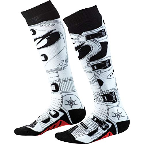 O'Neal | Calcetines de motocross de montaña | MTB Downhill Freeride | Absorción del sudor, talón y suela reforzados | Pro MX RDX | Unisex | Adultos | Blanco Negro | Talla única