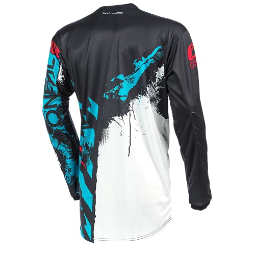 O'Neal | Camiseta de Motocross Manga Larga | MX Enduro | Protección Acolchada para los Codos, Cuello en V, Transpirable | Camiseta Element Youth Ride para niños | Negro Azul | Talla XL