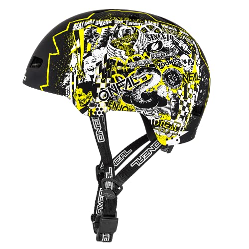 O'NEAL | Casco de Bicicleta de montaña | EN All-Mountain | Ventilación y refrigeración, Sistema de Ajuste de Talla, tecnología Zone Flex | Casco Dirt Lid ZF Rift | Adulto | Amarillo neón | Talla M/L