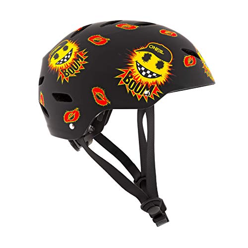 O'NEAL | Casco de Bicicleta de montaña | Niños | Enduro All-Mountain | Carcasa ABS, Cierre magnético Fidlock, Grandes Aberturas de ventilación | Casco Dirt Lid Youth Emoji | Negro Amarillo | Talla S