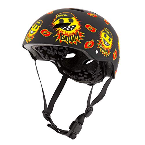 O'NEAL | Casco de Bicicleta de montaña | Niños | Enduro All-Mountain | Carcasa ABS, Cierre magnético Fidlock, Grandes Aberturas de ventilación | Casco Dirt Lid Youth Emoji | Negro Amarillo | Talla S