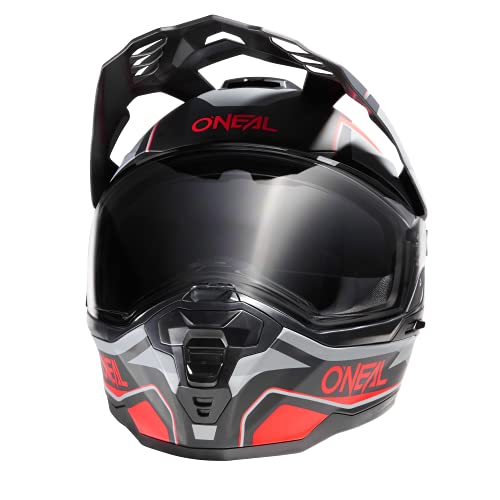 O'Neal | Casco de moto Enduro Touring Adventure Street | Buen ajuste, Pinlock y Bluetooth, Visor solar integrado | Casco D-SRS Square V.22 Adulto | Negro Rojo | Talla XL