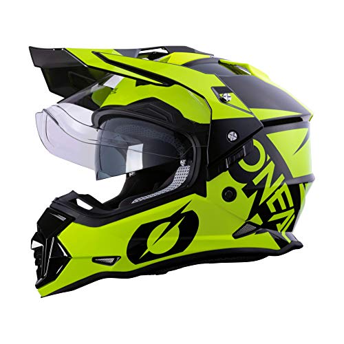 O'NEAL | Casco de Moto | Moto Enduro | Aberturas de ventilación para un máximo Flujo de Aire y refrigeración, Visera Solar integrada | Casco Sierra | Adultos | Negro Amarillo Neón | Talla L