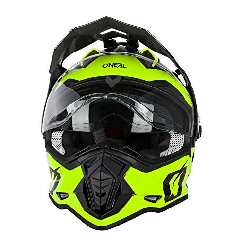 O'NEAL | Casco de Moto | Moto Enduro | Aberturas de ventilación para un máximo Flujo de Aire y refrigeración, Visera Solar integrada | Casco Sierra | Adultos | Negro Amarillo Neón | Talla L