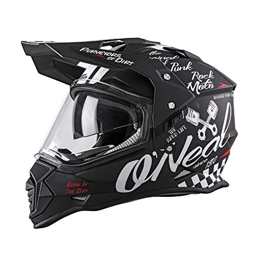 O'NEAL | Casco de Moto | Moto Enduro | Aberturas de ventilación para un máximo Flujo de Aire y refrigeración Visera Solar integrada | Casco Sierra Torment | Adultos | Blanco Negro | Talla L