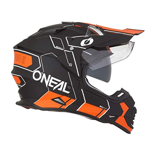 O'NEAL | Casco de Motocicleta | Moto de Enduro | Carcasa ABS, Visera Solar integrada | Peine de Casco Sierra | Adultos | Negro Naranja | Talla M (57/58 cm)