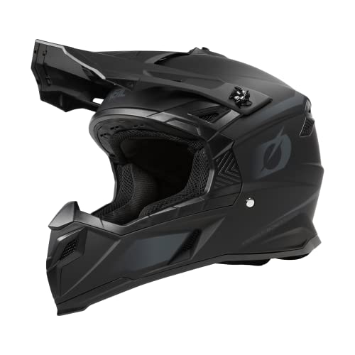 O'NEAL | Casco de Motocross | Motocicleta MX Enduro | Compatible con Airflaps™, Forro Acolchado Coolmax, Cierre de Seguridad Doble-D | Casco C-SRS Sólido | Adulto | Negro | Talla L