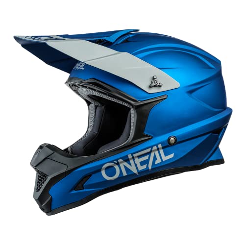 O'NEAL | Casco de Motocross | MX Enduro | ABS Shell, Estándar de Seguridad ECE 22.05, Ventilación para una óptima ventilación y refrigeración | 1SRS Casco Sólido | Adultos | Azul | Talla L