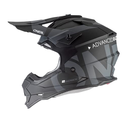 O'Neal, Casco de Motocross, MX Enduro, ABS Shell, Estándar de Seguridad ECE 22.05, Ventilación para una óptima ventilación y refrigeración, 2SRS Casco Slick, Adultos, Negro Gris, Talla M (0200-S13)