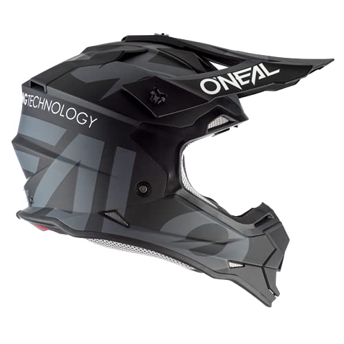 O'Neal, Casco de Motocross, MX Enduro, ABS Shell, Estándar de Seguridad ECE 22.05, Ventilación para una óptima ventilación y refrigeración, 2SRS Casco Slick, Adultos, Negro Gris, Talla M (0200-S13)