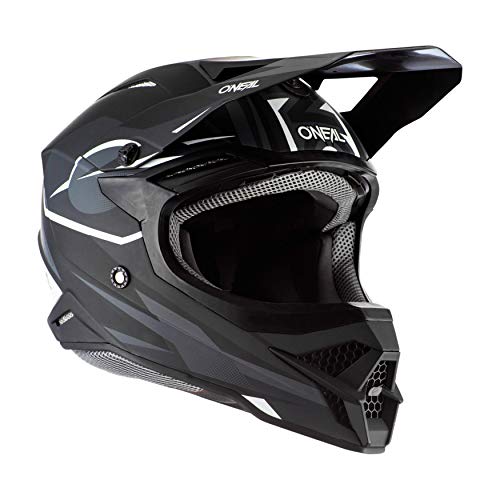 O'NEAL | Casco de Motocross | MX Enduro | Shell ABS, Cumple con el estándar de Seguridad ECE 22.05, Airflaps™ Compatible | Casco 3SRS Riff 2.0 | Adultos | Gris Negro | Talla L (59/60 cm)