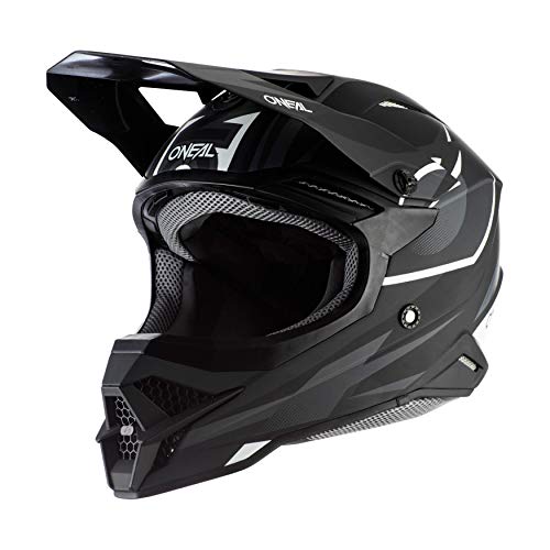 O'NEAL | Casco de Motocross | MX Enduro | Shell ABS, Cumple con el estándar de Seguridad ECE 22.05, Airflaps™ Compatible | Casco 3SRS Riff 2.0 | Adultos | Gris Negro | Talla L (59/60 cm)