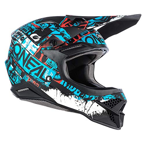 O'NEAL | Casco de Motocross | MX Enduro | Shell ABS, Estándar de Seguridad ECE 22.05, Ventilación para una óptima ventilación y refrigeración | 3SRS Helmet Ride | Adultos | Negro Azul | Talla XL