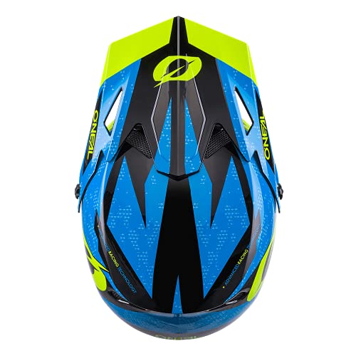 O'NEAL | Casco de Mountainbike Fullface | MTB DH FR | Carcasa ABS, Cierre magnético, excede el estándar de Seguridad EN1078 | Casco SONUS DEFT | Adultos | Azul Neón Amarillo Blanco | Talla S