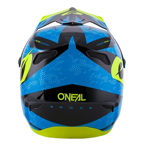 O'NEAL | Casco de Mountainbike Fullface | MTB DH FR | Carcasa ABS, Cierre magnético, excede el estándar de Seguridad EN1078 | Casco SONUS DEFT | Adultos | Azul Neón Amarillo Blanco | Talla S