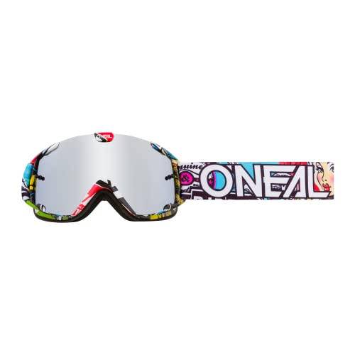 O'Neal | Gafas de Motocross | MX MTB DH FR Downhill Freeride | Correa ajustable, comodidad óptima, ventilación perfecta | Gafas B-30 Crank | Unisex | Negro Multi Mirrored | OneSize