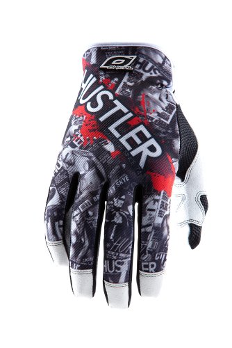 O'Neal Jump - Guantes MX DH Hustler, blanco/negro, guantes de bicicleta de montaña MX DH, para circuitos de tierra y Enduro, 0385JH-0, unisex, color Negro , tamaño small