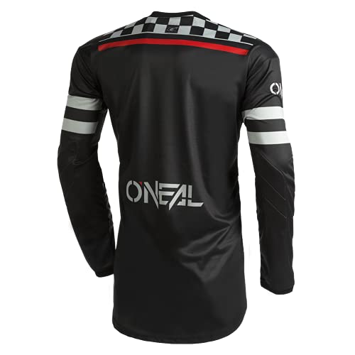 O'Neal | Maillot de Motocross de Manga Larga | MX Enduro | Protección Acolchada en los Codos, Cuello en V, Transpirable | Maillot Element Squadron V.22 | Adulto | Negro Gris | Talla M